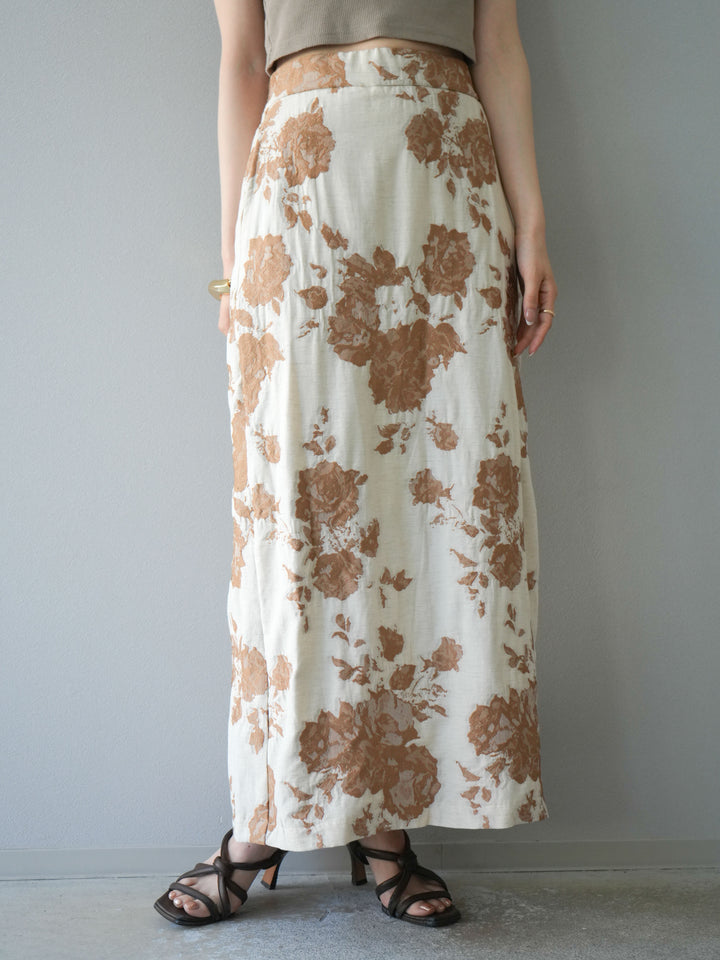 [予約]ジャガードIラインスカート/ベージュ