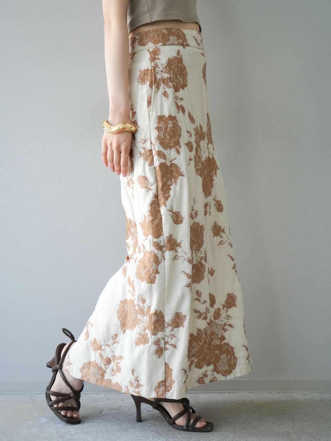 [予約]ジャガードIラインスカート/ベージュ