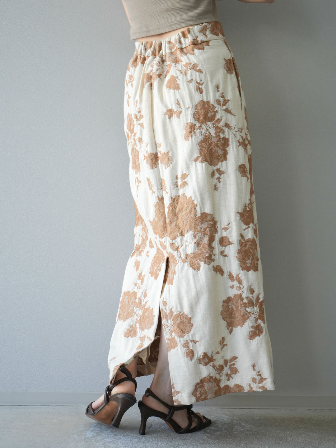 [予約]ジャガードIラインスカート/ベージュ