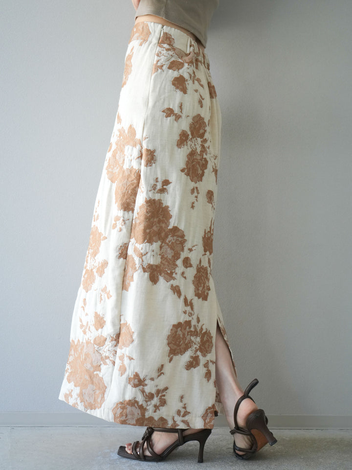 [予約]ジャガードIラインスカート/ベージュ