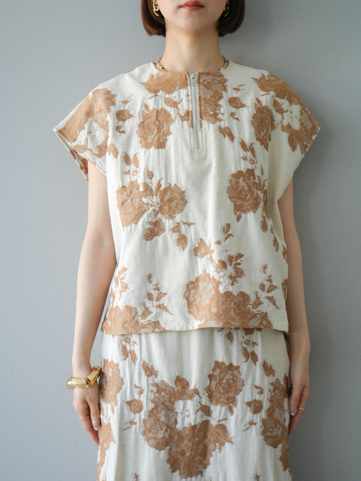 [予約]ジャガードZIPプルオーバー/ベージュ