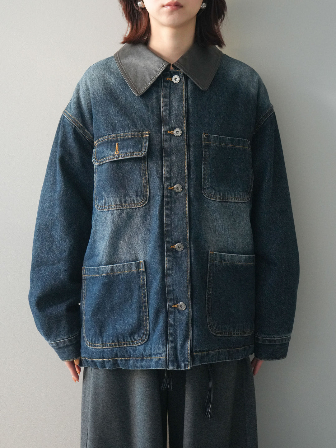 [予約]裏地ファーデニムフライトジャケット/blue