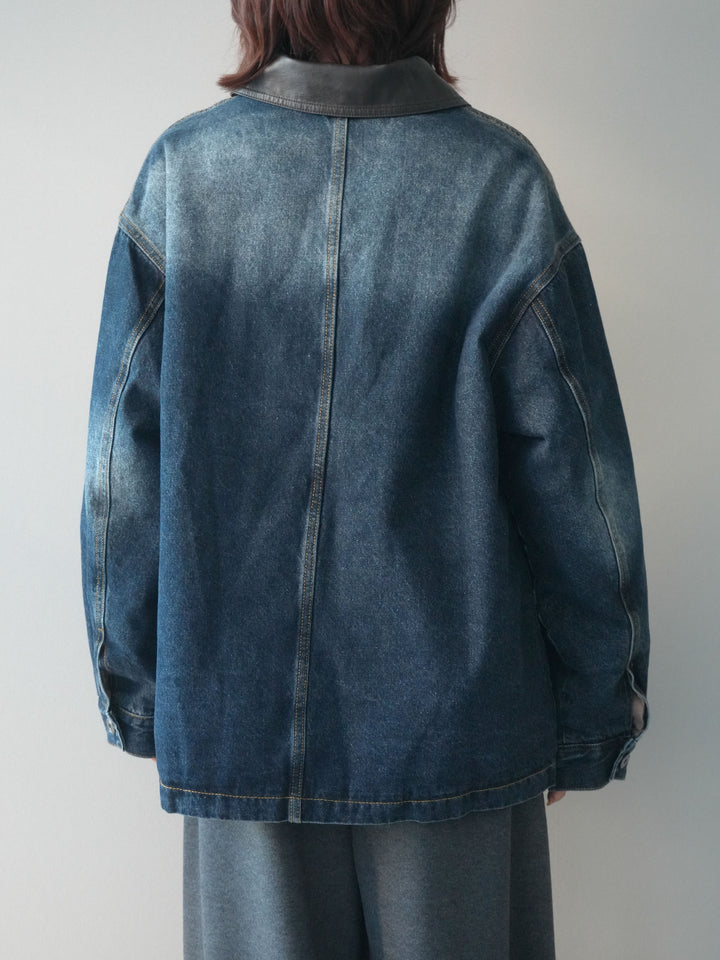 [予約]裏地ファーデニムフライトジャケット/blue