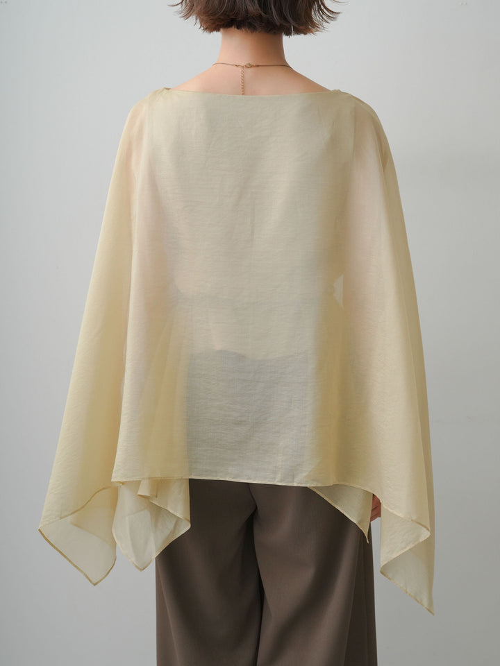 [予約]ベルト付シアーケープレイヤードブラウス/khaki