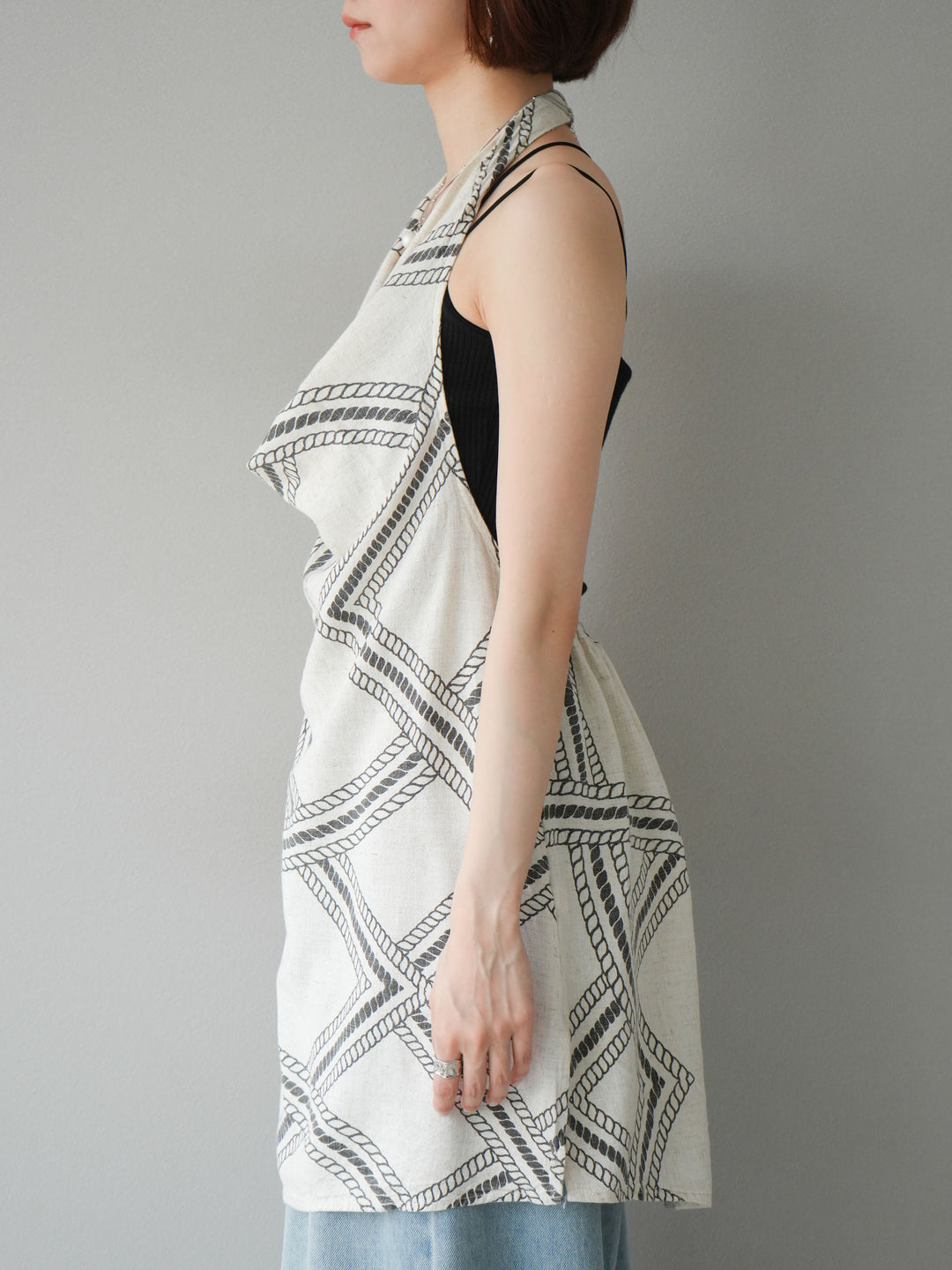 [予約]ロープ柄リネンタッチノースリブラウス/アイボリー