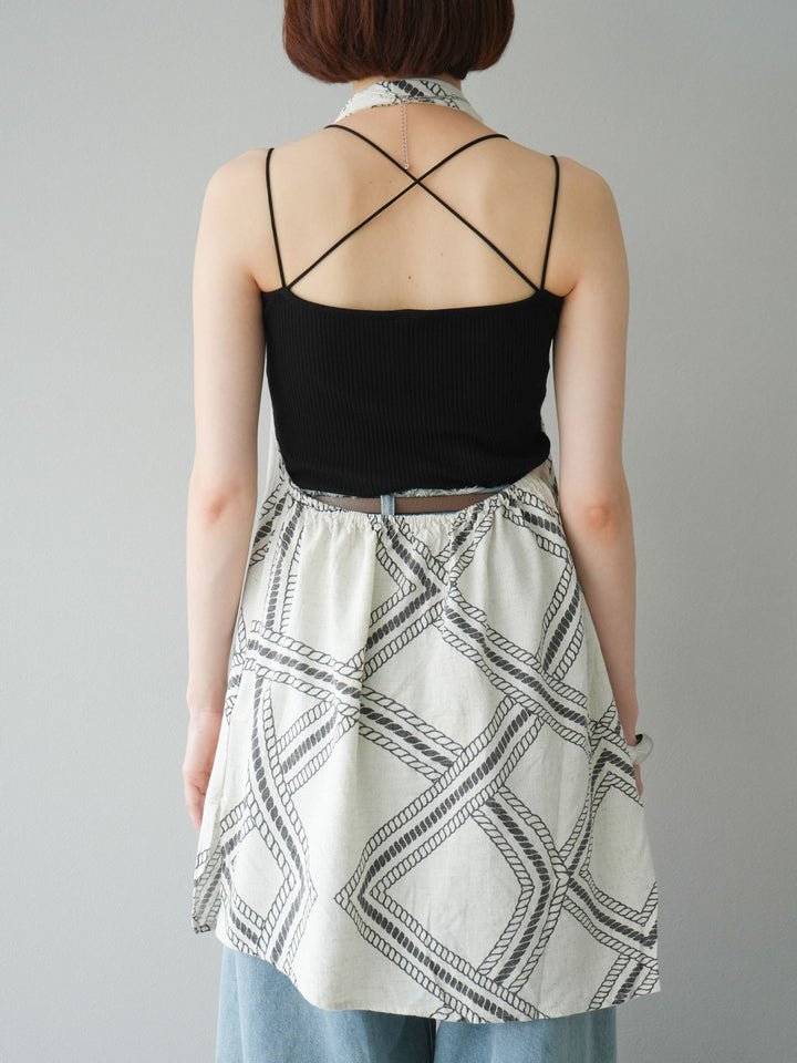 [予約]ロープ柄リネンタッチノースリブラウス/アイボリー