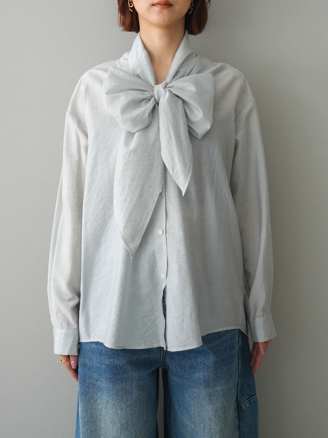 [予約]シアーボウタイブラウス/gray