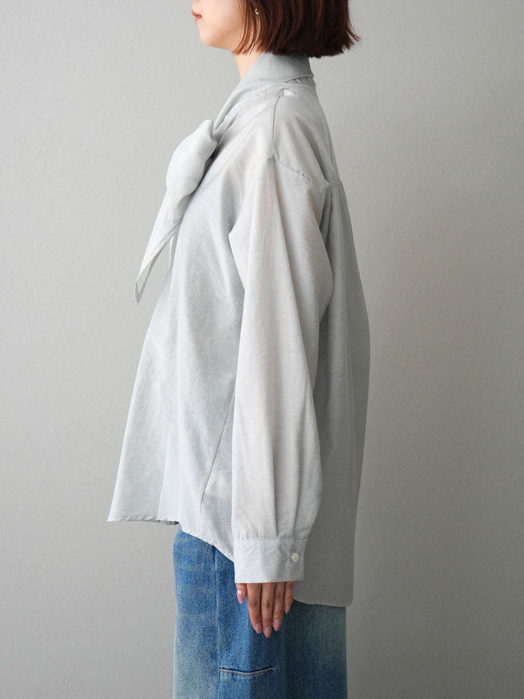 [予約]シアーボウタイブラウス/gray