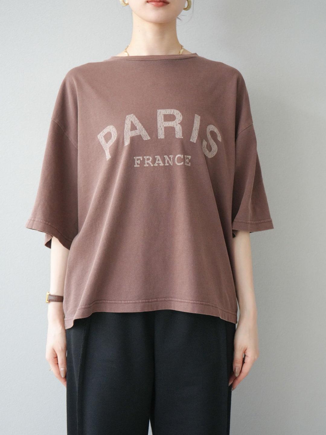 [予約]ピグメントロゴプリントTシャツ/ブラウン