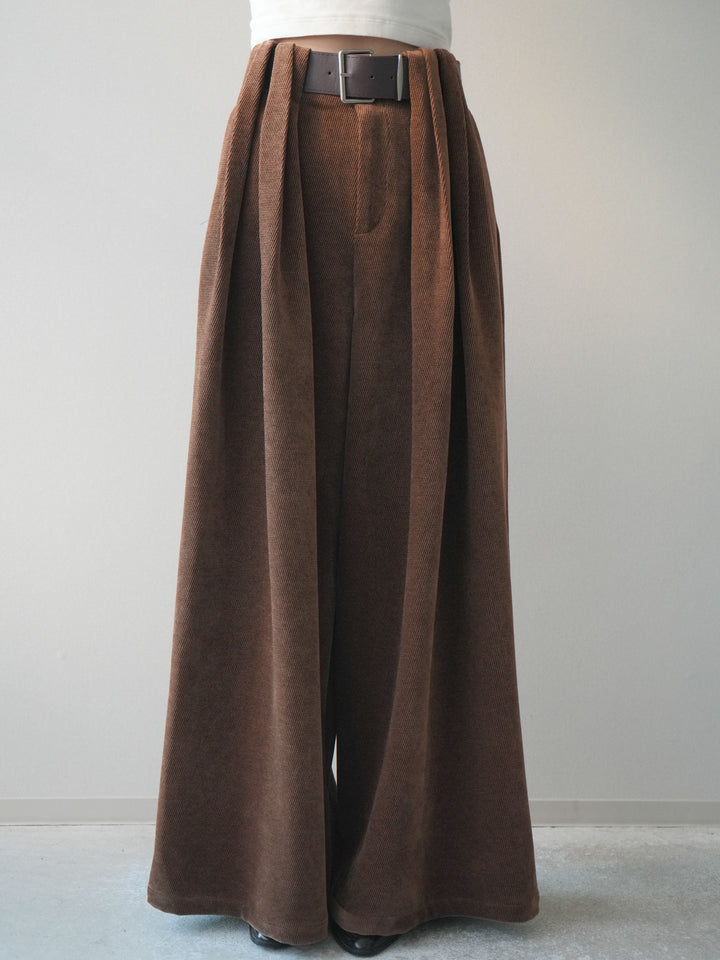 [予約]ベルトデザインループコールテンワイドパンツ(ベルト付き)/camel