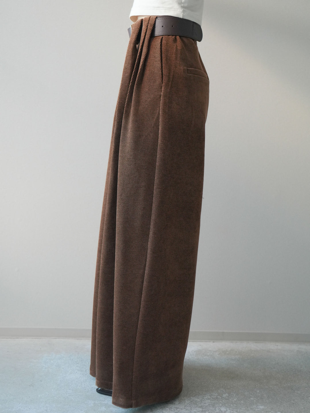 [予約]ベルトデザインループコールテンワイドパンツ(ベルト付き)/camel