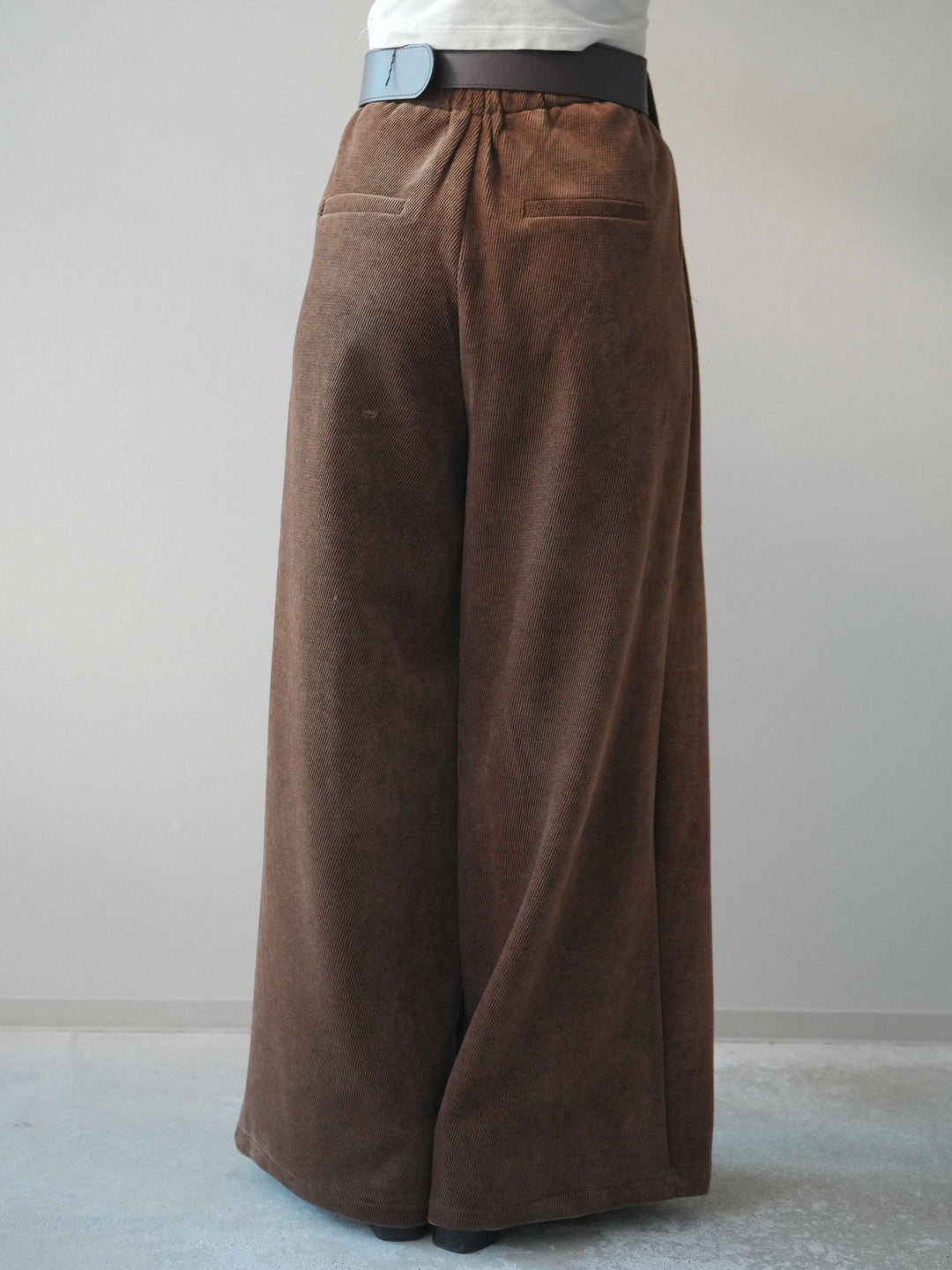 [予約]ベルトデザインループコールテンワイドパンツ(ベルト付き)/camel