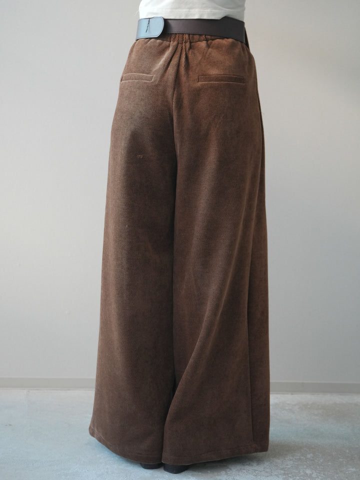 [予約]ベルトデザインループコールテンワイドパンツ(ベルト付き)/camel