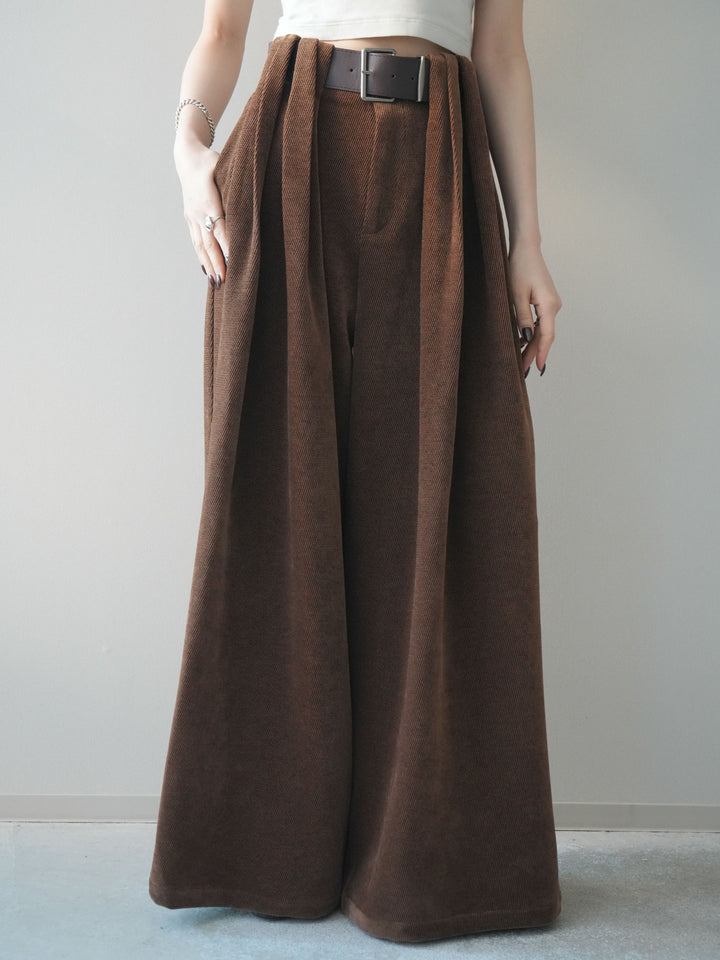 [予約]ベルトデザインループコールテンワイドパンツ(ベルト付き)/camel