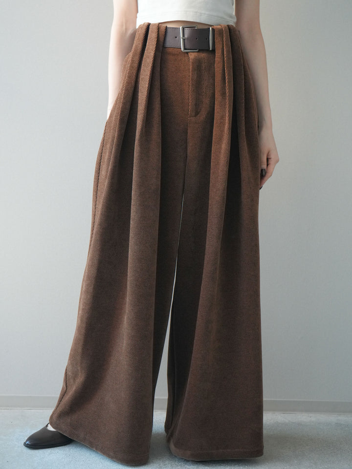 [予約]ベルトデザインループコールテンワイドパンツ(ベルト付き)/camel