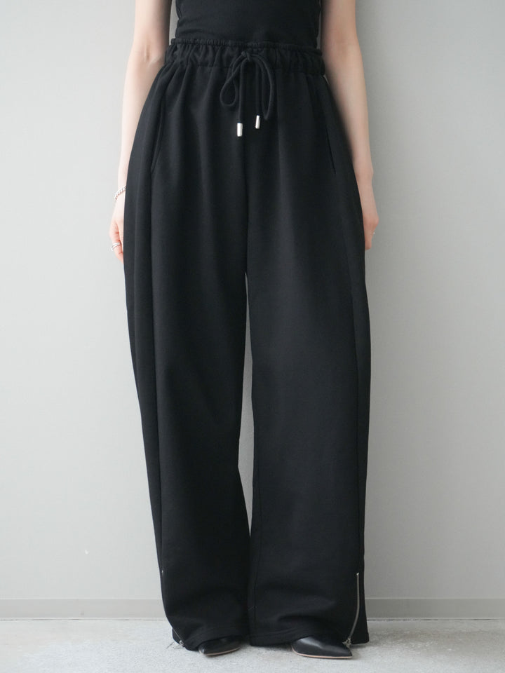 [予約]裾ZIPスエットワイドパンツ/black