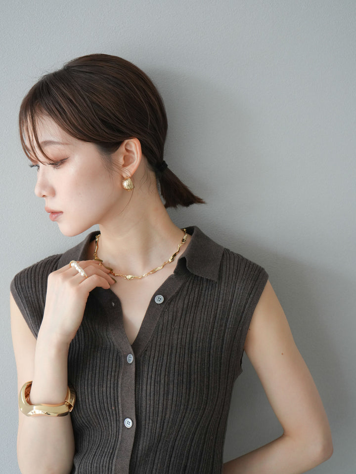 [予約]ニュアンスプレートチェーンネックレス/ゴールド