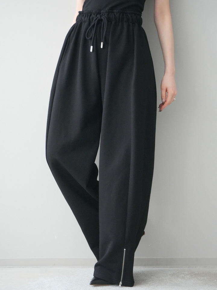 [予約]裾ZIPスエットワイドパンツ/black