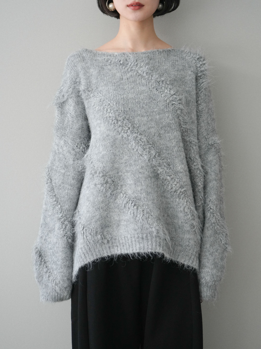 [予約]シャギーデザインニットプルオーバー/gray