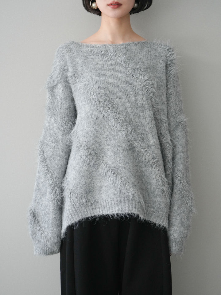 [予約]シャギーデザインニットプルオーバー/gray
