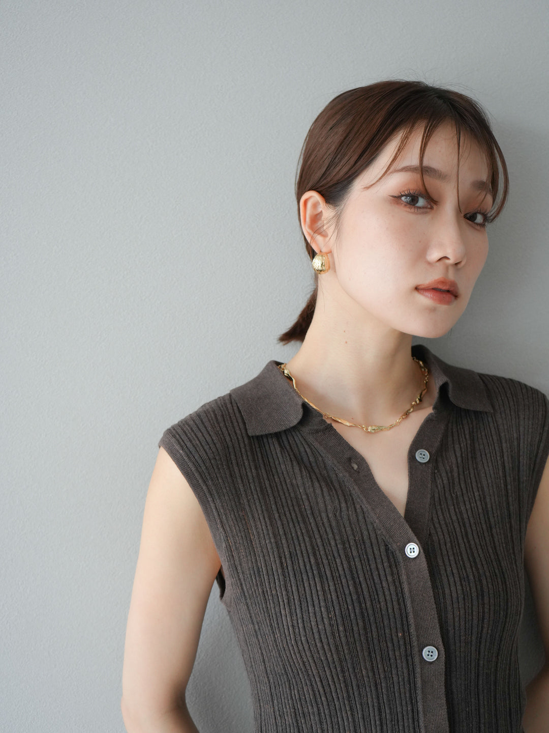 [予約]ニュアンスプレートチェーンネックレス/ゴールド