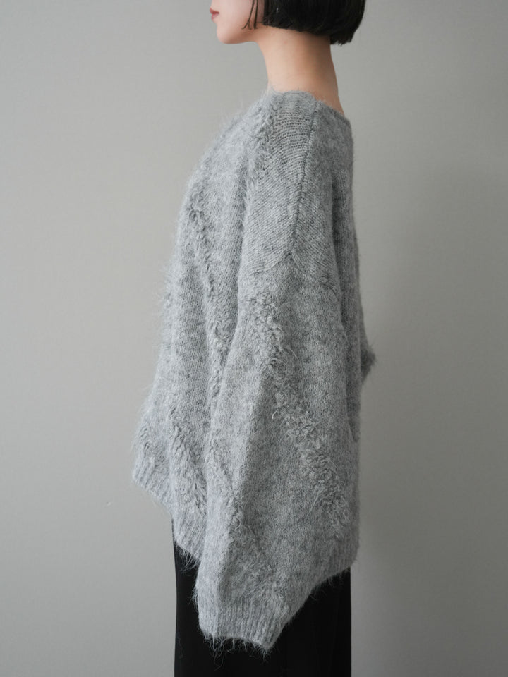 [予約]シャギーデザインニットプルオーバー/gray