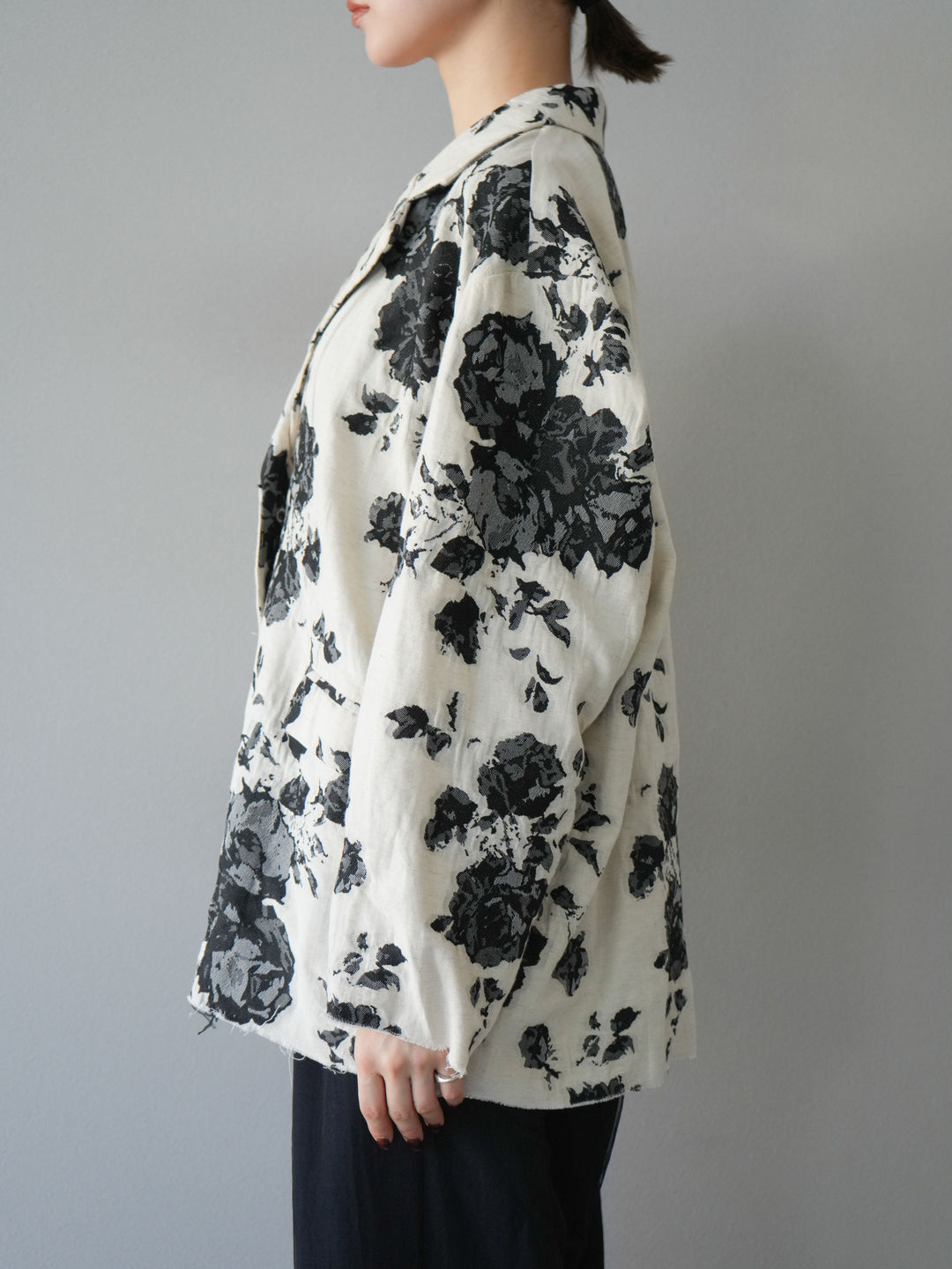 [予約]ジャガードカットオフジャケット/ブラック