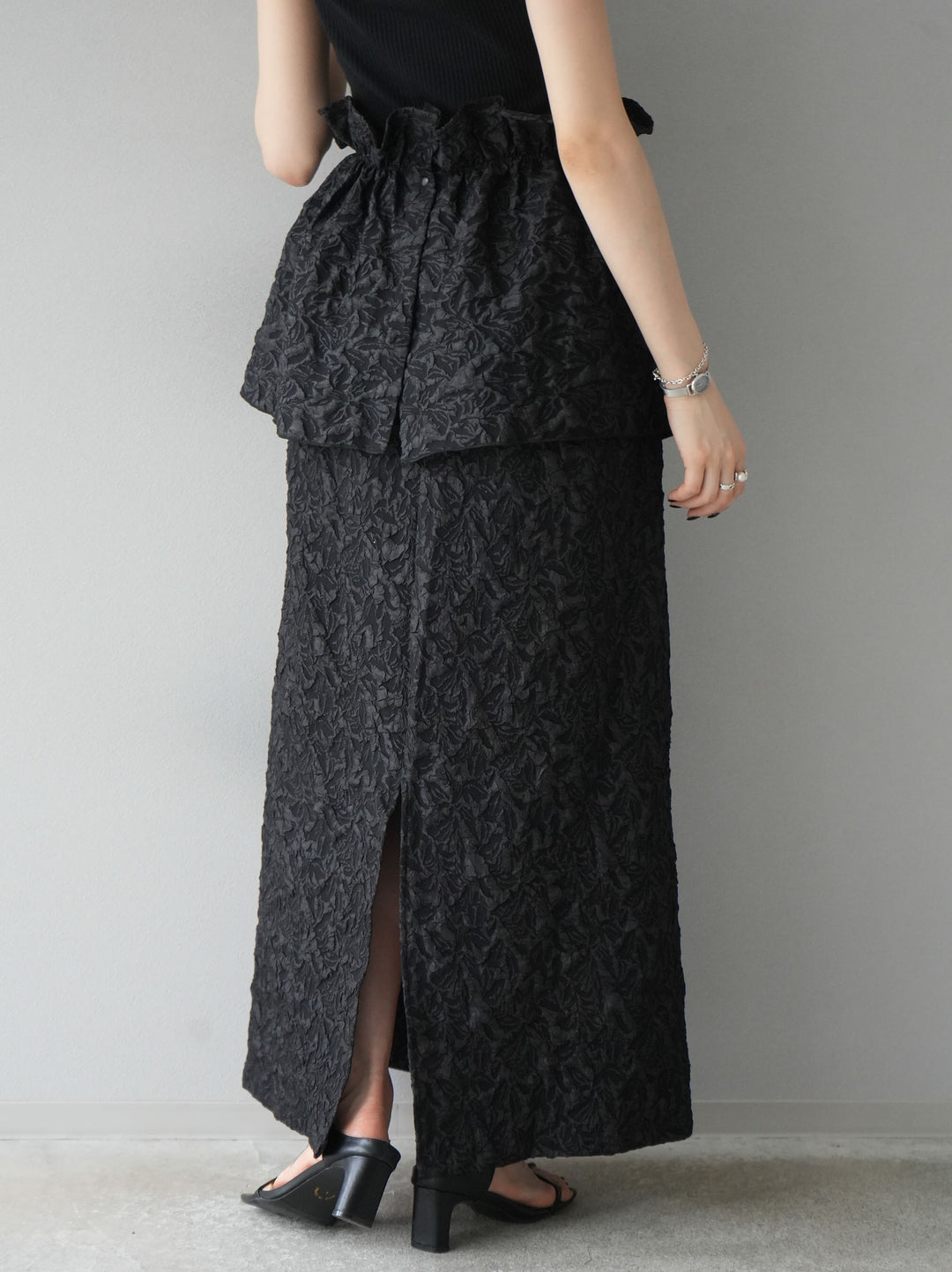 [予約]膨れジャガードマルチWAYスカート/ブラック