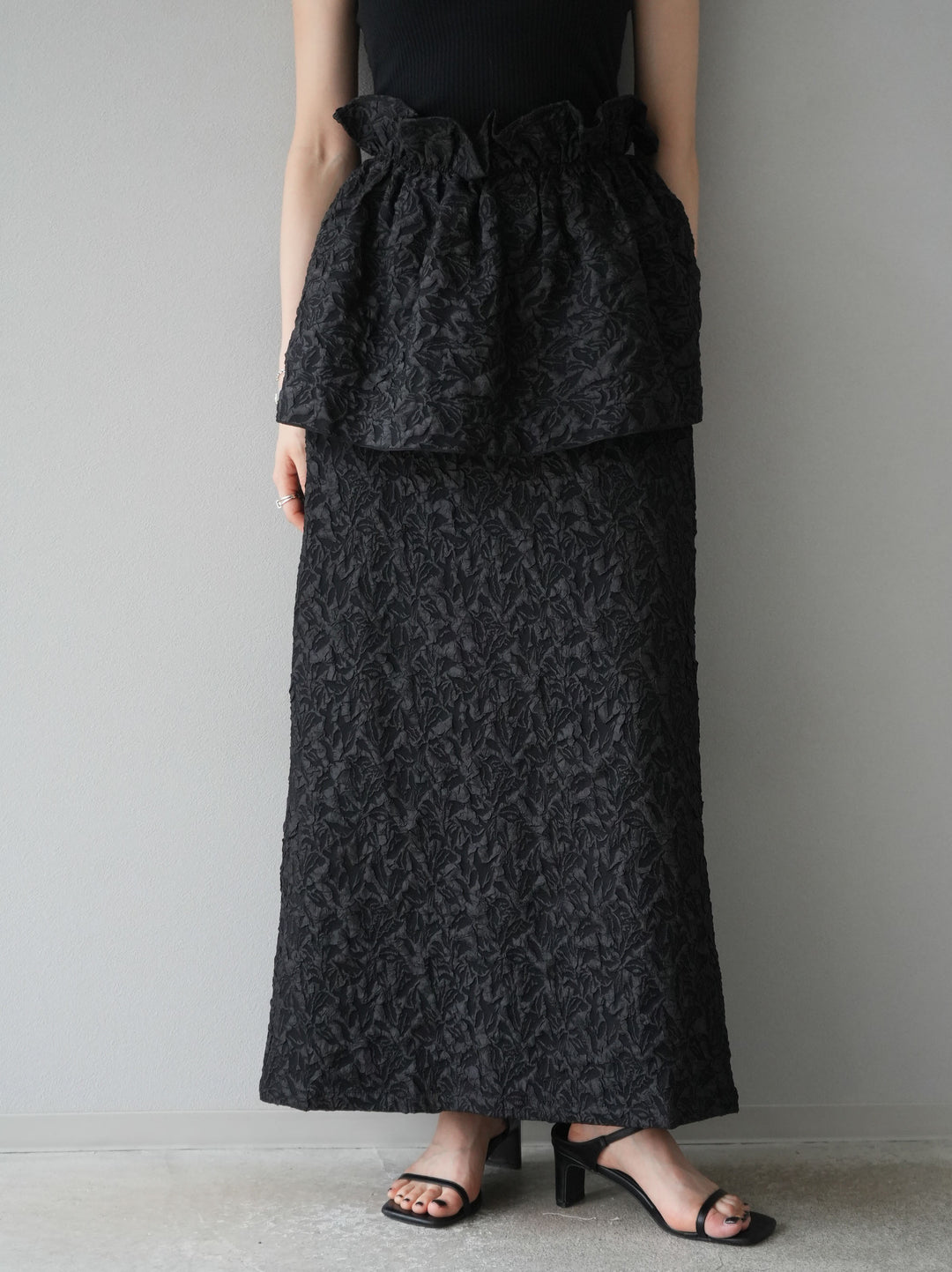 [予約]膨れジャガードマルチWAYスカート/ブラック