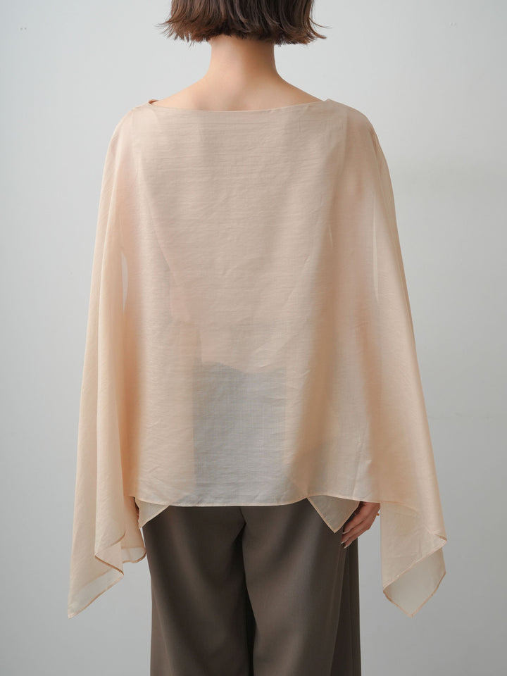 [予約]ベルト付シアーケープレイヤードブラウス/beige
