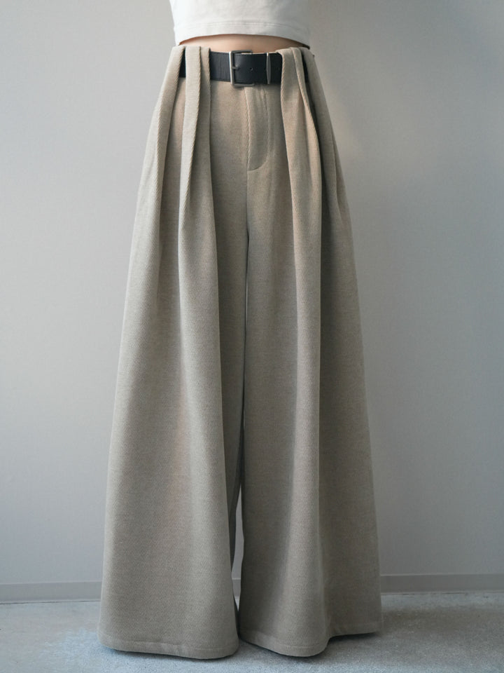 [予約]ベルトデザインループコールテンワイドパンツ(ベルト付き)/beige