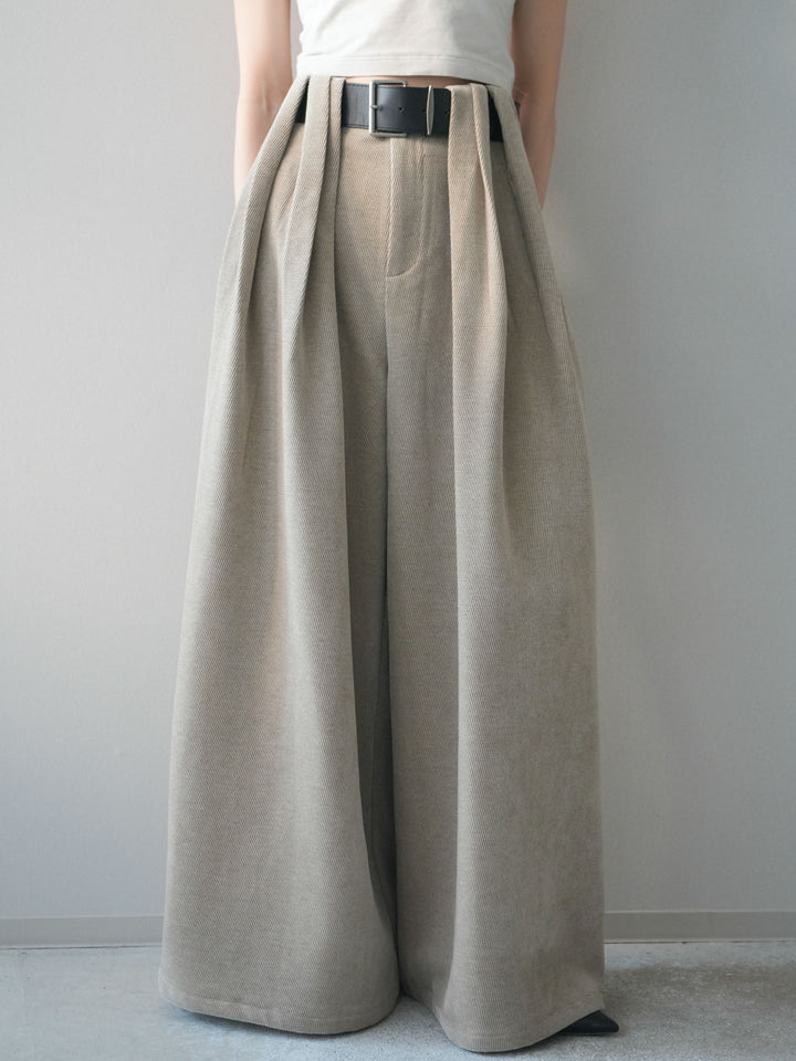 [予約]ベルトデザインループコールテンワイドパンツ(ベルト付き)/beige