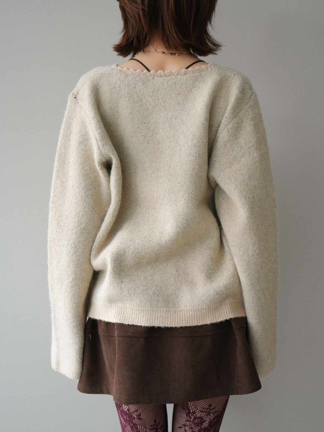 [予約]アンティークフラワージャガードニットカーディガン/ivory