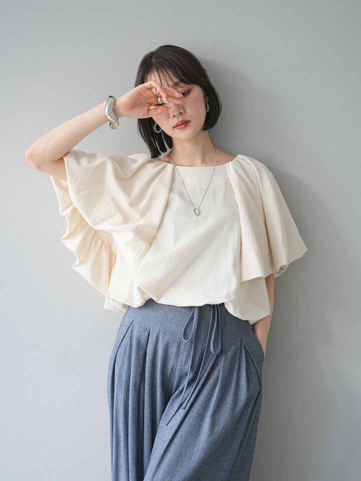 [套裝] 燈籠袖褶襉設計襯衫 + 可選配件套裝（2 套）