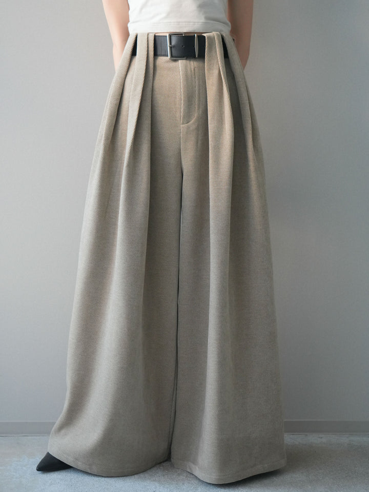 [予約]ベルトデザインループコールテンワイドパンツ(ベルト付き)/beige