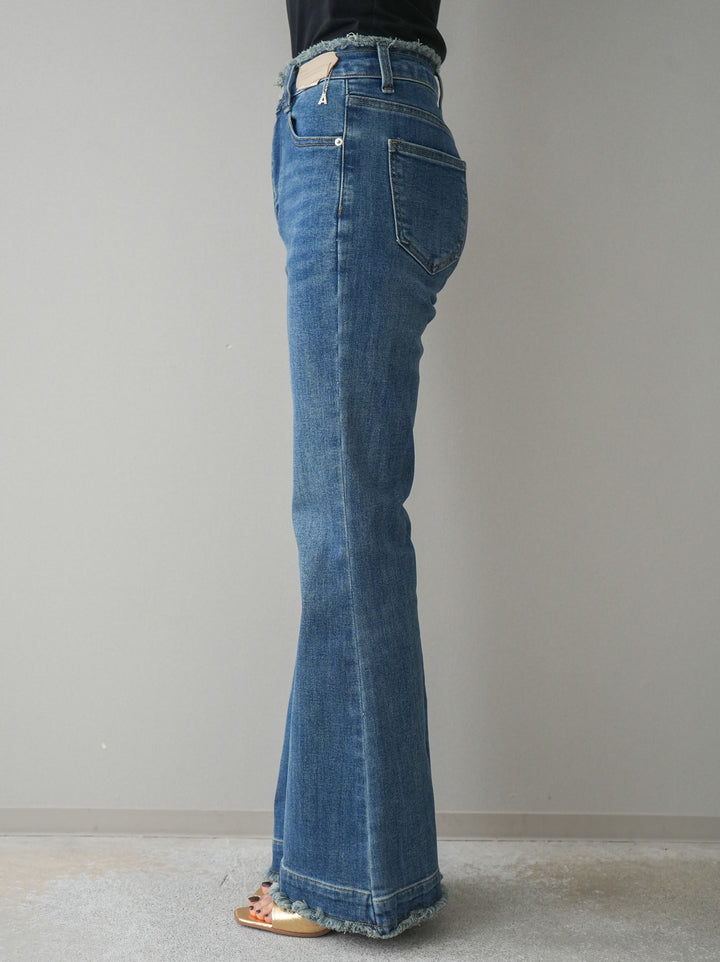 [予約]フリンジデザインセミフレアデニム/blue