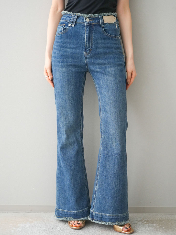 [予約]フリンジデザインセミフレアデニム/blue