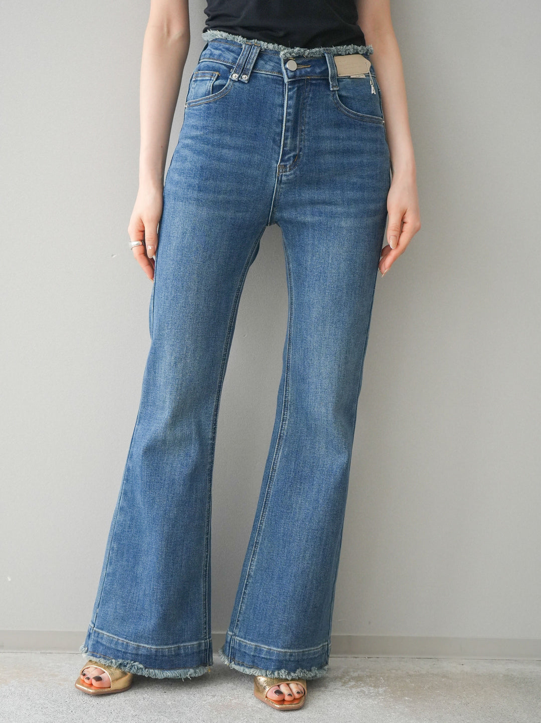 [予約]フリンジデザインセミフレアデニム/blue