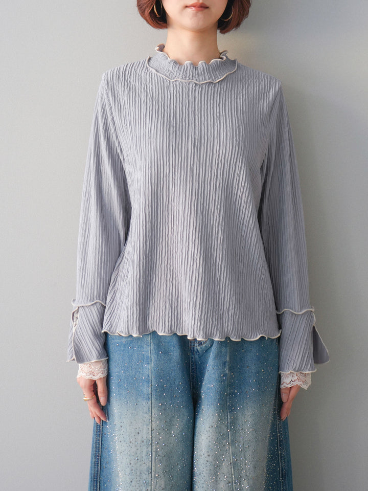 [予約]袖レース楊柳メロートップス/lightgray