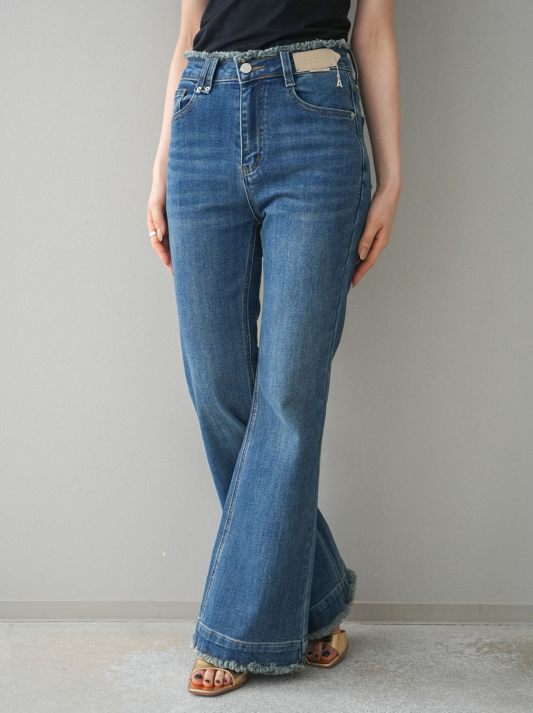 [予約]フリンジデザインセミフレアデニム/blue