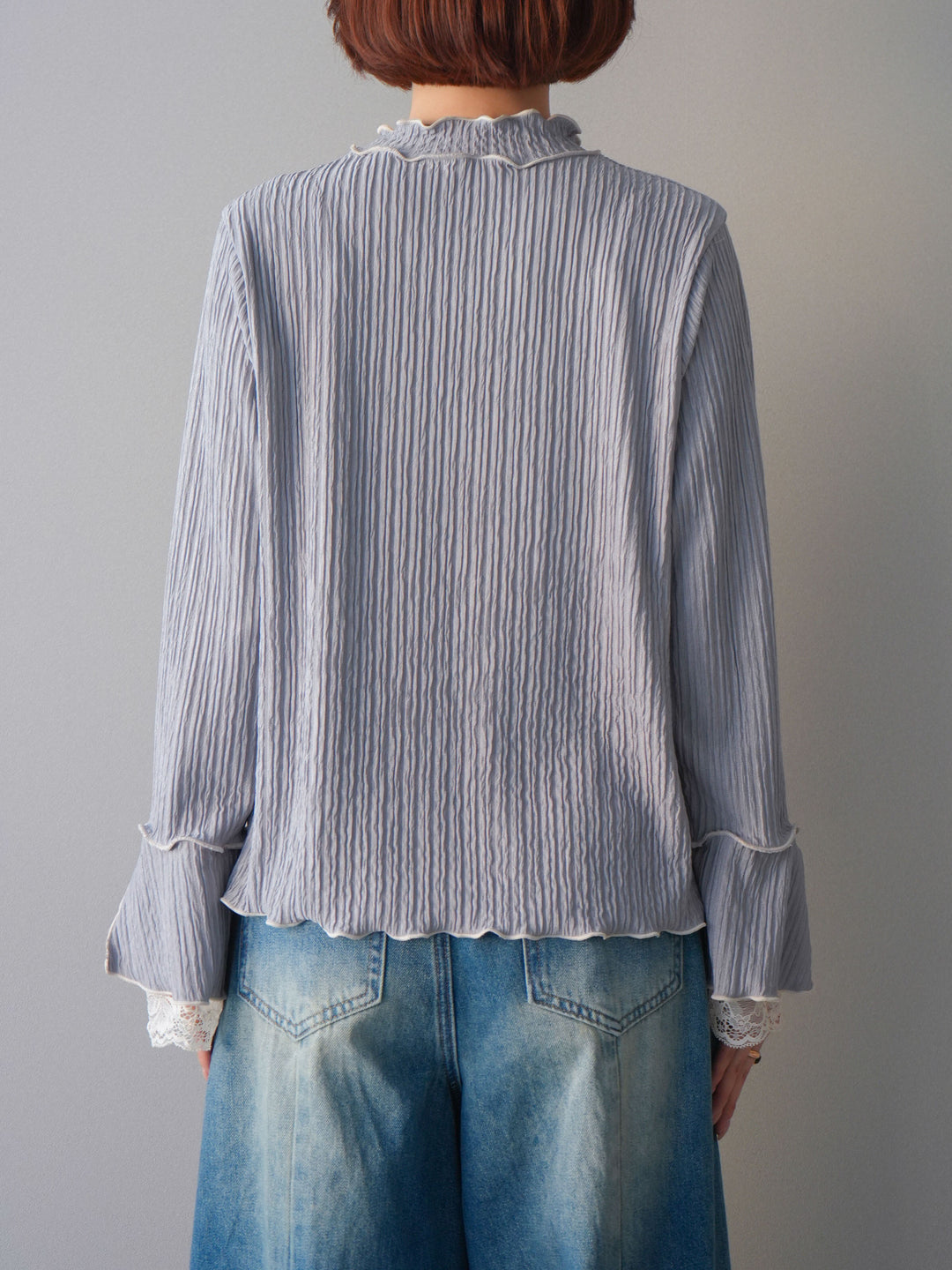 [予約]袖レース楊柳メロートップス/lightgray