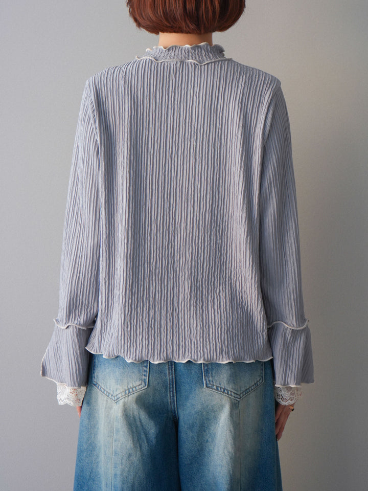 [予約]袖レース楊柳メロートップス/lightgray