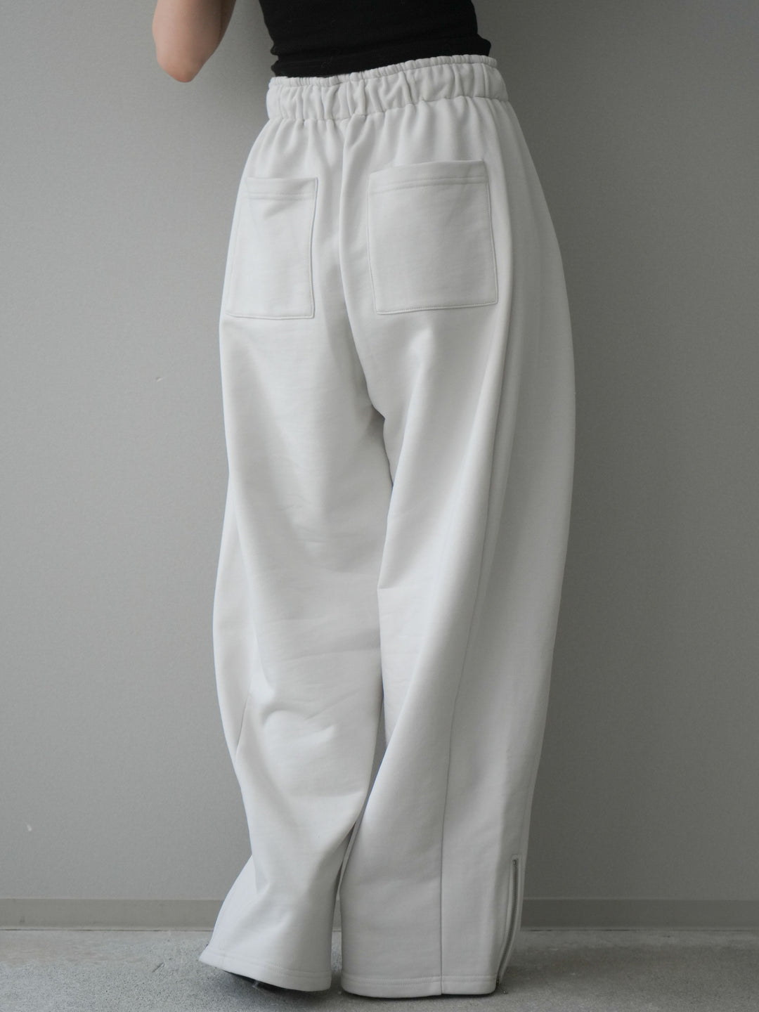 [予約]裾ZIPスエットワイドパンツ/ivory