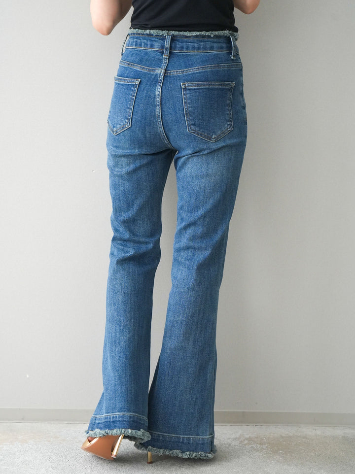 [予約]フリンジデザインセミフレアデニム/blue