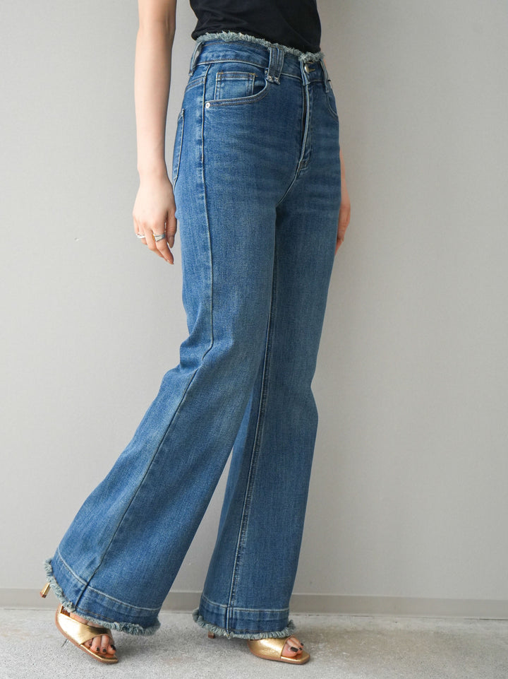 [予約]フリンジデザインセミフレアデニム/blue