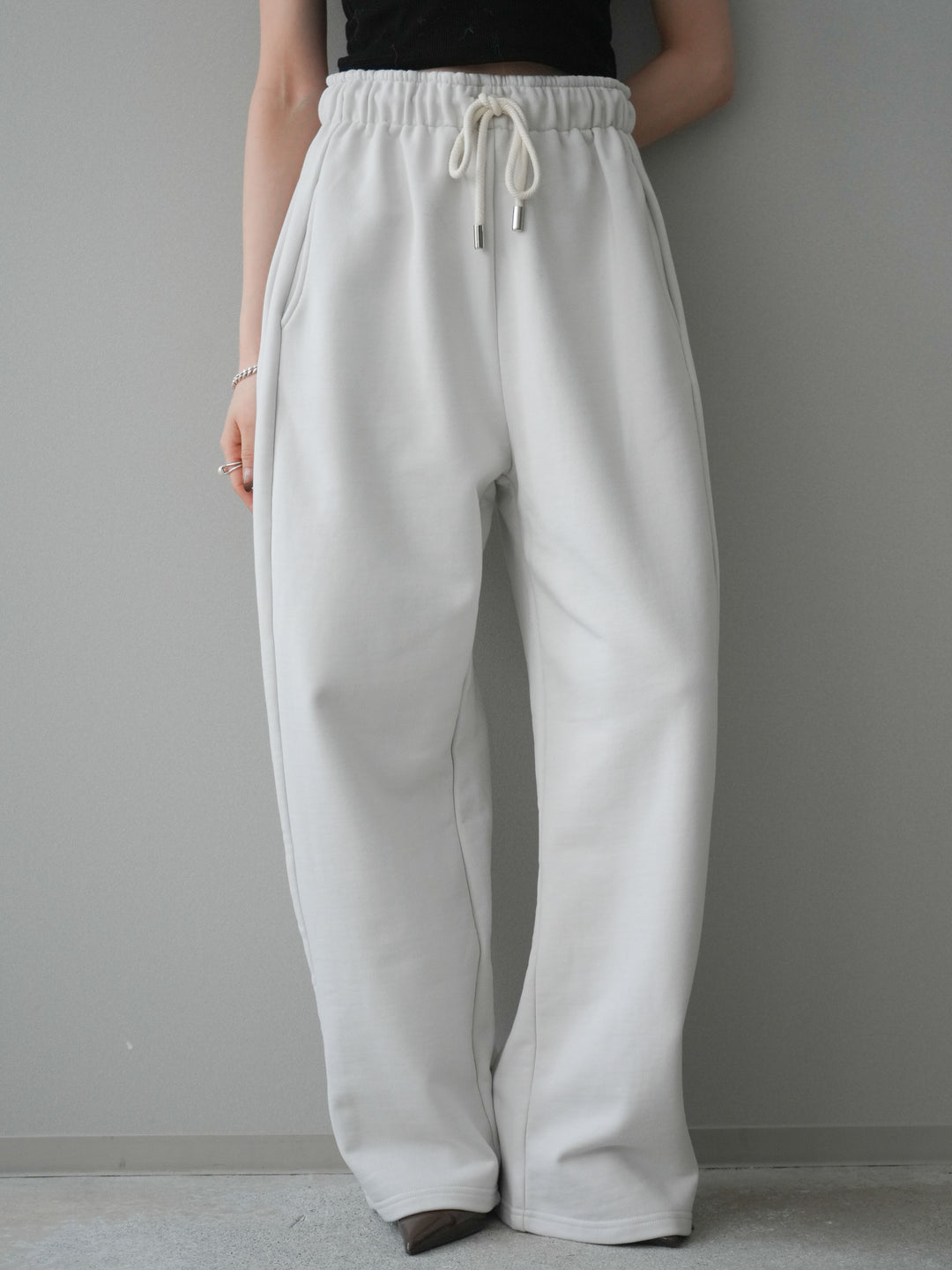 [予約]裾ZIPスエットワイドパンツ/ivory