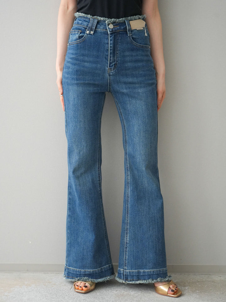 [予約]フリンジデザインセミフレアデニム/blue