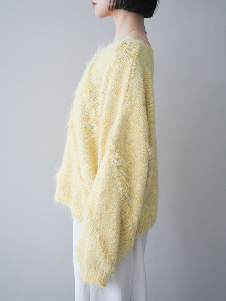 [予約]シャギーデザインニットプルオーバー/yellow