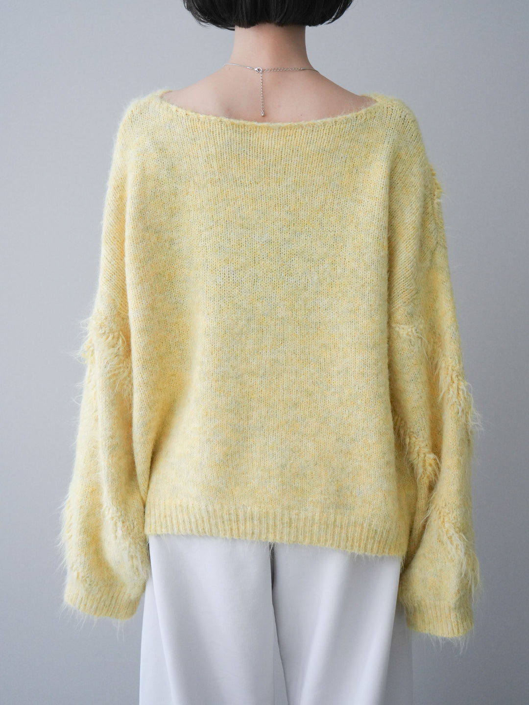 [予約]シャギーデザインニットプルオーバー/yellow