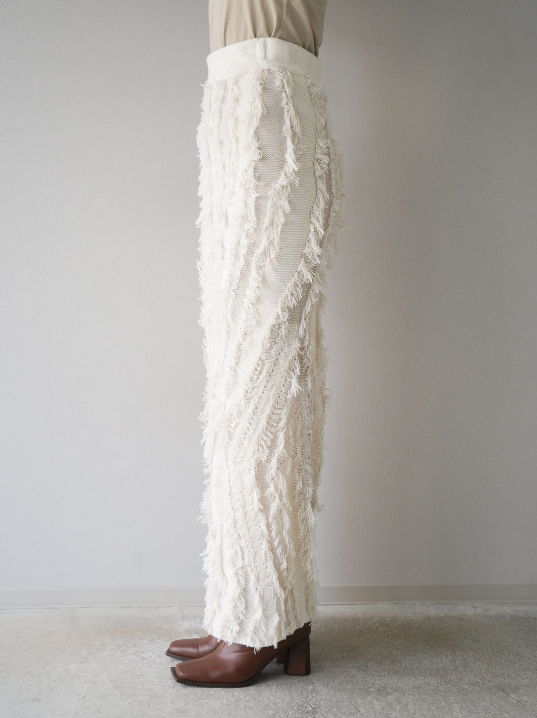 [予約]ミックスフリンジニットスカート/アイボリー